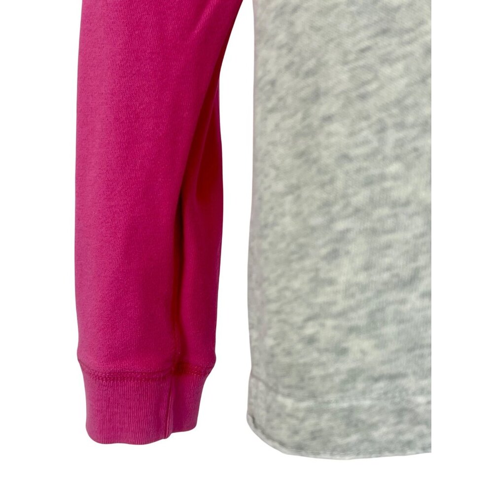 Abercrombie & Fitch Gray & Pink Sequin Logo Slouchy On/Off Shoulder Cozy Sweater - Picture 4 of 11